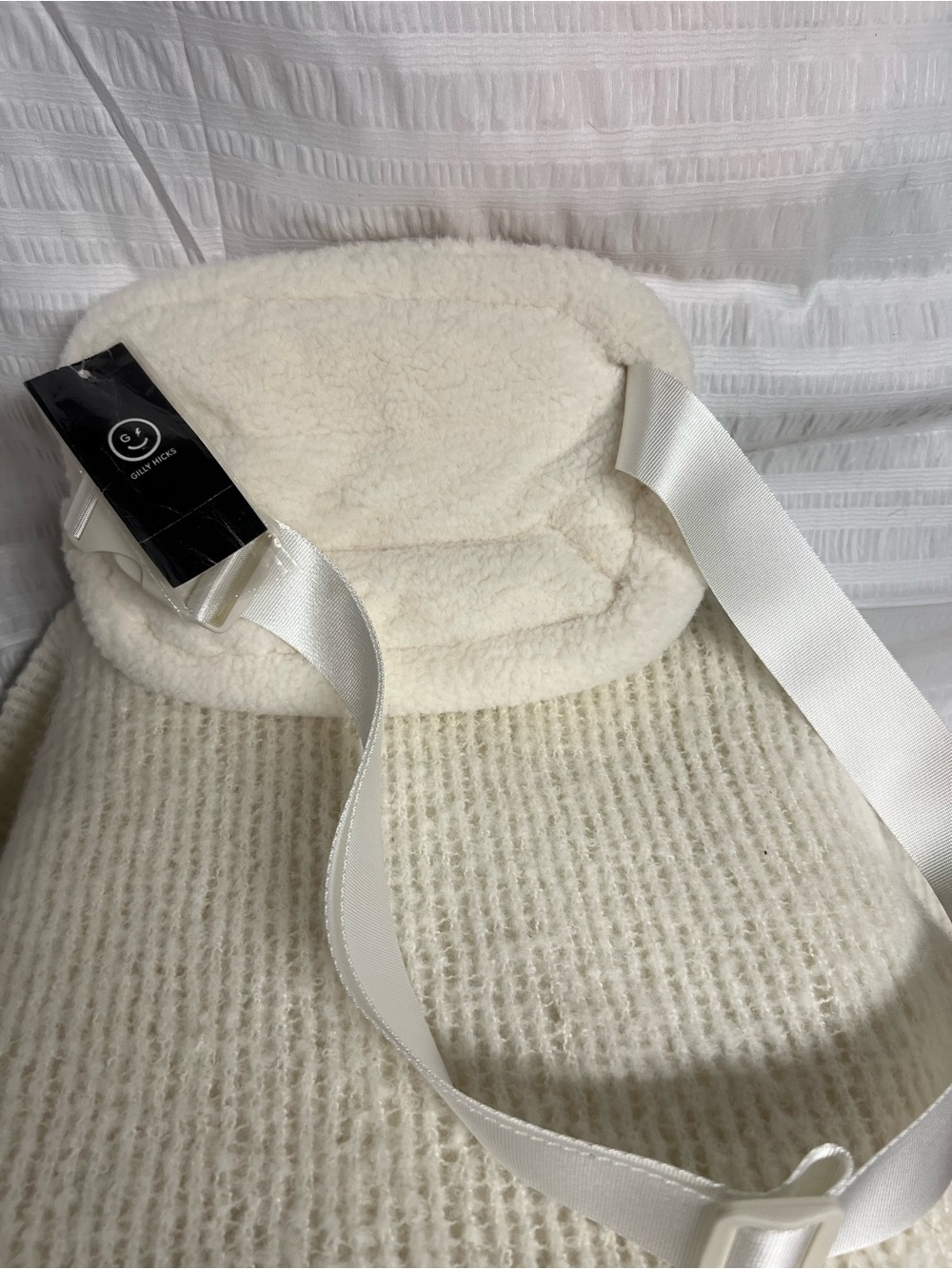 Gilly Hicks Cream Faux-Sherpa Crossbody Sling